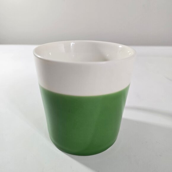 Vintage Crate&Barrel Color Block Coffee Mug Green and White Large 12-14oz - Picture 3 of 11